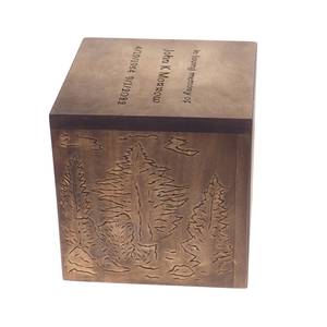 Urne carrée en bois personnalisée pour les cendres humaines boîte commémorative sculpté souvenir urnes de crémation boîtes pour l'enterrement - Product Image 2