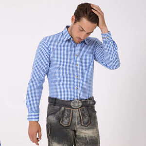 Camisas casuales elegantes para hombre, camisas de vestir bávaras ajustadas a cuadros de manga larga, camisa bávara Lederhosen para hombre - Product Image 4