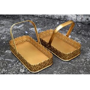 Panier de fleurs en maille domestique de haute qualité panier de service de fruits perlés en fil métallique avec poignée panier en maille métallique avec poignée - Product Image 6