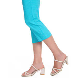 Pantalon Crayon Capri Taille Haute Élégant Style Y2K pour Femme Jenna Rose en Tissu Crêpe Léger et Respirant avec Boutons Décoratifs - Product Image 1