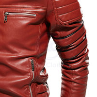 Veste en cuir slim fit pour homme, col montant, imperméable et coupe-vent, service OEM personnalisable, fabriquée au Pakistan