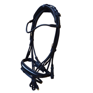 Bride De Dressage En Cuir Pour Cheval - Muserolle Patent - Avec Têtière Clincher (neuve)