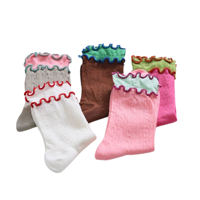 Chaussettes en coton à double volant en dentelle pour femmes et filles, style coréen, décontractées, respirantes, automne, personnalisables, ODM, vente en gros