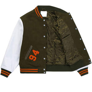 Logos de broderie personnalisés Veste universitaire en laine chenille pour hommes avec col montant Imperméable et respirant Couleurs et tailles personnalisées - Product Image 6