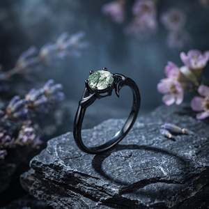 Jeulia Rose Gold Plated Bypass Gothic Thorn <b>Moss</b> <b>Agate</b> Fashion Engagement <b>Ring</b> - Product Image 5