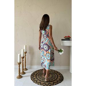 Robe en mousseline de soie orange à lacets sur le devant, vente en gros - Product Image 1