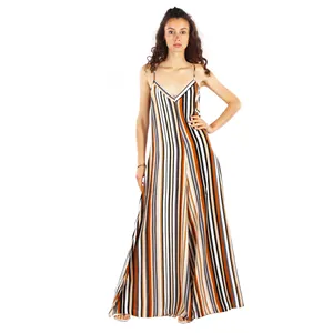 Stylish Diagonal Stripes: Contemporary V-Neck Palazzo Jumpsuit with Striped Design for a Trendy Look size medium