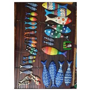 Escultura Tradicional Vietnamita de Pez de Madera Tallada a Mano para Regalo de Feng Shui, Decoración Náutica y Obra de Arte Coleccionable - Product Image 1