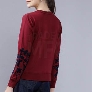 Sudadera de cuello redondo de algodón para mujer, Jersey transpirable con estampado personalizado de fábrica, moda para invierno - Product Image 2