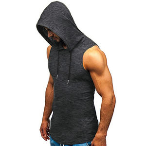 Chemise à capuche de gymnastique 100% coton pour hommes Fitness taille ue vêtements d'entraînement sans manches t-shirt de sport imprimé pour les sports de basket-ball - Product Image 4