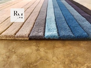 พรมปูพื้นขนแกะลายทางหลากสี8x10สีฟ้าพิเศษพรมปูพื้นบ้านใหม่ดีไซน์ทันสมัยขนาดใหญ่100% เบจสีน้ำตาล - Product Image 5