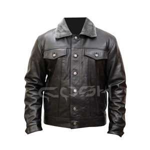 Bulk Order Unisex Black Leather <b>Jacket</b> ODM/OEM Manufacturer Custom Zipper & Button Closure Styles Available - Product Image 1