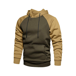 Men's Raglan Sleeve Hooded <b>Sweatshirt</b> <b>Cardigan</b> High Quality Textured Color Blocking Design Loose Fit Sports Style Hoodies - Product Image 4