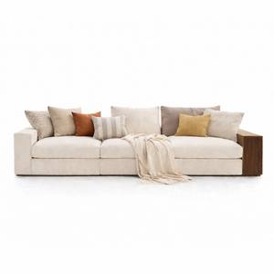 <b>Modern</b> Modular <b>Sofa</b> with Integrated Wooden Bookcase | Contemporary Upholstered Living Room <b>Sofa</b> | Custom OEM Luxury Seating - Product Image 2