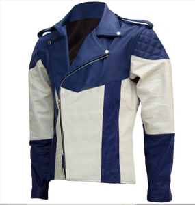 Men's <b>Real</b> <b>Leather</b> <b>Jacket</b> Slim Fit Stand Collar with Anti-Wind Motorcycle Lapel Diagonal Zipper Design Fashionable Winter Coat - Product Image 3