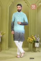 Kurta élégant pour hommes avec motif complexe et détails de style Kurta parfait pour les occasions festives et les mariages