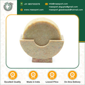 Made in India Factory Round Natural Soapstone <b>Coaster</b> Set Contemporary Design Tableware Home Decor at Best Wholesale Price - Product Image 2