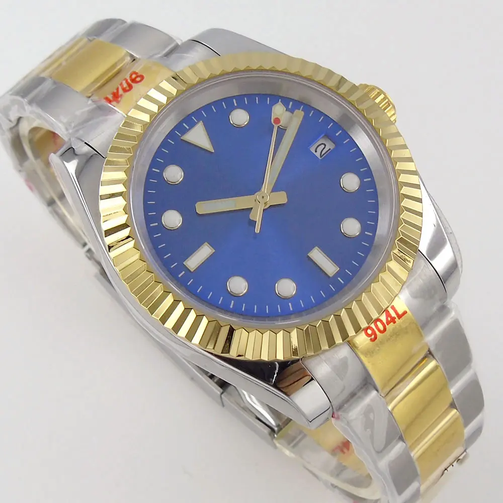 custom logo watch wholesale watch for men Sapphire Class Bracelet Blue Dial Japan NH35 chain wristwatch