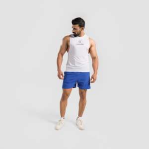 Shorts de sport Align 1.0 bleu électrique, conçus sur mesure, taille XS, 100% polyester avec fermeture élastique à la taille et décoration logo - Product Image 4