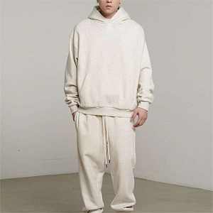 Ensemble de survêtement unisexe avec sweat-shirt à capuche et pantalon de jogging, coupe-vent personnalisé, survêtement uni surdimensionné pour homme, ensemble de sweat-shirt à fermeture éclair - Product Image 1