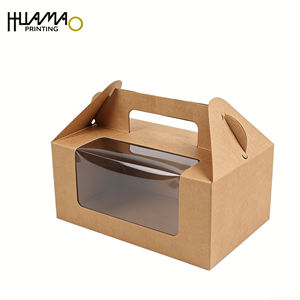 Caja de Papel Kraft para Pastel con Asa y Ventana, Impresión Personalizada, Apta para Alimentos, Embalaje Portátil para Pastelería - Product Image 5