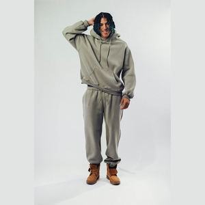 Conjunto Deportivo Urbano para Hombre, Estilo Holgado, 500 GSM, Felpa de Algodón, Sudadera con Capucha y Pantalones, Moda Casual, Etiqueta Privada OEM - Product Image 1