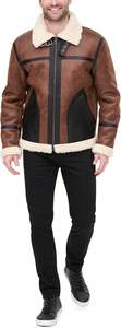 Blouson aviateur en cuir pour homme de qualité supérieure avec col montant en toile et rembourrage en coton - Nouveau style hiver - Product Image 4