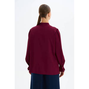 เสื้อผ้าฝ้ายลายดอกไม้สำหรับผู้หญิง คอจีน แขนระบาย - Product Image 6
