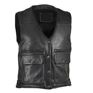 Chaleco de Cuero para Hombre, Invierno, con Botones de Cuerno y Bolsillos Utilitarios, Resistente al Viento, para Motociclismo, Hecho a Medida en Pakistán - Product Image 3