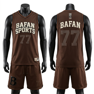 100% cotton T-<b>shirt</b> for men loose fit Premium <b>polyester</b> mesh 180 GSM baseball jersey and shorts set beige black sublimation - Product Image 2