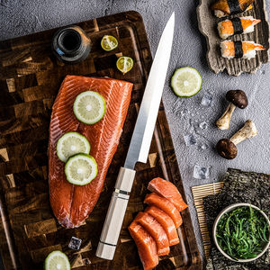 มีดเชฟทำครัวสแตนเลสแบบมืออาชีพสไตล์ญี่ปุ่นพร้อมด้ามจับสีขาวบริการ OEM - Product Image 1