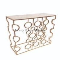 Accrocheur Élégant Feuille De Métal Floral Design Attrayant Console Table Or Couleur Placage Miroir Polonais Meubles Au Meilleur Prix