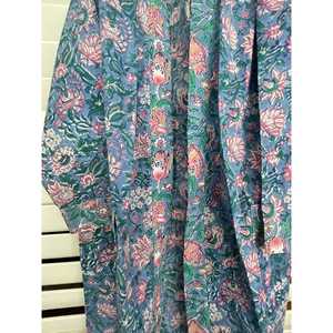 Morning Peace KIMONO Bath Robe Soft Woven <b>Dressing</b> <b>Gown</b> <b>Buttoned</b> Drawstring Closure One Fits All for Spring Families Bridesmaid - Product Image 3