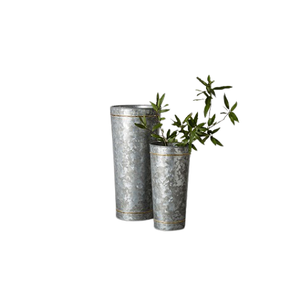 Juego de 2 floreros de diseño maravilloso, forma y tamaño personalizados, florero galvanizado para decoración de jardín - Product Image 1