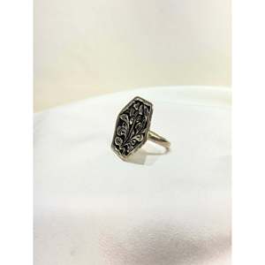 925 Silver Noor Chittai Floral Hexagon <b>Ring</b> Geometric <b>Dainty</b> Everyday Wear Rhodium Plated with Platinum and Brass Materials - Product Image 2