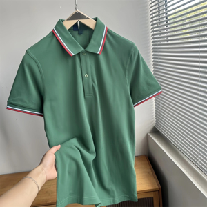 Camiseta de Algodón de Lujo para Hombre, Corte Clásico, Manga Corta, Transpirable, 180g, Color Sólido, para Golf y Uso Casual de Negocios - Product Image 4