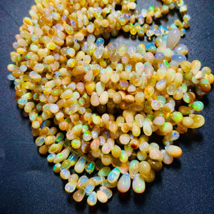 Perles de pierre en forme de larme d'opale éthiopienne faites à la main bijoux en pierres précieuses opale Welo naturelle lisse bijoux en perles en vrac - Product Image 1