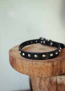 Collier de chien clouté classique de 20mm en produits de cheval noir - Product Image 4