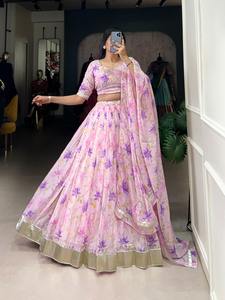 Elegante diseñador de Bollywood para mujer, Ropa Étnica, venta al por mayor, estampado Floral, Georgette pesado, Lehenga Choli, conjunto surtido de colores Pastel - Product Image 6