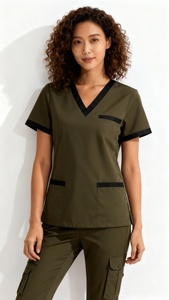 Uniforme d'allaitement à col rond personnalisé en gros Uniformes de gommage médical clinique Ensembles médicaux pour hôpital 2 pièces - Product Image 6