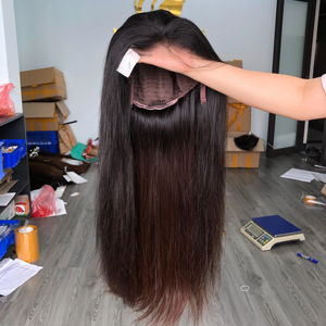 Soldes de fin d'année : Perruque 100% cheveux humains vietnamiens bruts avec closure, impressionnante, blonde, lisse, base de toupet en dentelle HD, couleur dentelle - Product Image 1