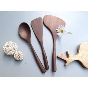 Premium Natural Walnut <b>Wooden</b> Kitchen Utensil Set Handmade Solid Wood <b>Cooking</b> <b>Spoons</b> Spatulas Heat-Resistant Serving Tools - Product Image 4
