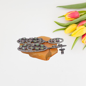 Boucles d'oreilles pendantes en topaze mystique en argent sterling 925 massif faites à la main avec crochet plaqué or bijoux à la mode pour fiançailles - Product Image 2