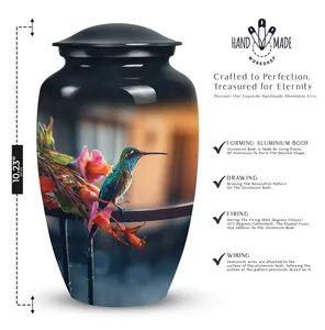 Urne funéraire grande taille pour cendres crémées, modèle Colibri Bleu Balcon - Product Image 2