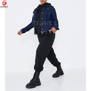 Veste de camionneur en détresse Poches à rabat Meilleures ventes Vestes en jean pour femmes de haute qualité pour les soldes d'hiver - Product Image 3