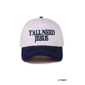 Y'all Need Jesus Two Tone Ethnic Cotton Canvas <b>Cap</b> - Product Image 1