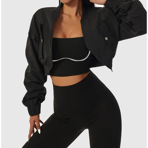 Veste de sport à manches longues à séchage rapide pour femmes, vêtements de fitness, hauts de yoga décontractés avec poches - Product Image 4