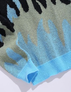 Cardigan boutonné patchwork coloré unisexe, pull confortable, streetwear esthétique, doux, chaud, anti-rides, noir, bleu - Product Image 5