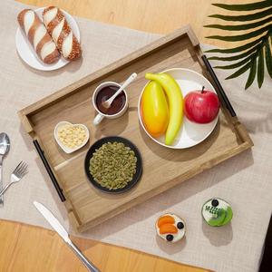 Ensemble de plateaux de rangement et de service en bois de luxe avec élégantes poignées en laiton, design gain de place pour la cuisine, la salle à manger et la décoration intérieure - Product Image 5