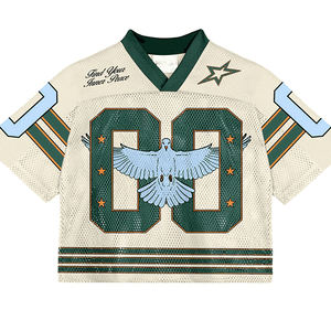 Maillot de football américain personnalisé en maille 100% polyester respirant antibactérien, coupe ample, col en V, séchage rapide, manches courtes, sublimation - Product Image 3